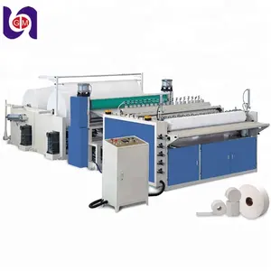 paper slitting and rewinding machine with guillotine roll cutter for jumbo tissue roll processing