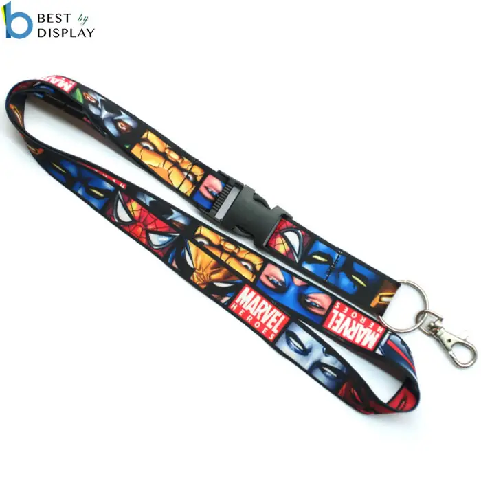 Flat polyester personalized custom sublimation print lanyard neck strap