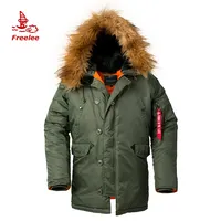 N3b Fur Hooded Coat for Men, Thick Warm Military Parka