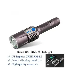 3800 Lumens Mobile power usb flashlight LED XM-L L2 rechargeable Torch Lanterna Lamp Power display Flash Light