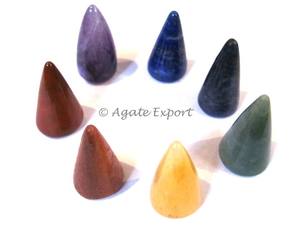 7 ensembles de cônes de chakra avec pierres précieuses d'agate sculptées style Feng Shui naturel et amour à des fins décoratives - Product Image 2