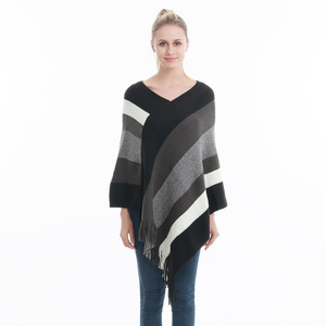 Vrouwen Groothandel Nieuwe Mode Plus Size Kleur Blok Omzoomd Trui Cape - Product Image 2
