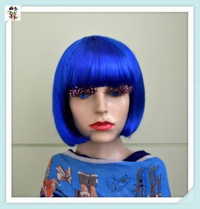 <span class=keywords><strong>Perruque</strong></span> synthétique courte de couleur bleue pour fête de <span class=keywords><strong>carnaval</strong></span>, bon marché, vente en gros, HPC-0067 - Product Image 4