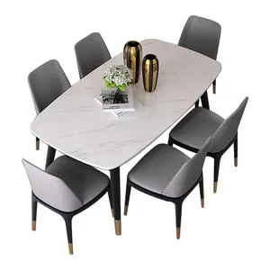 factory price marble dining table features soft mattress 6 chairs and solid wood frame