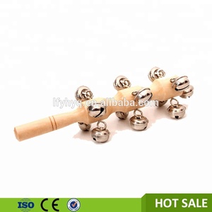Musique cadeau pour enfants main boisé sonner la cloche Bébé hochets en bois Jingle Bâton avec <span class=keywords><strong>cloches</strong></span> <span class=keywords><strong>Cloches</strong></span> de Traîneau - Product Image 2