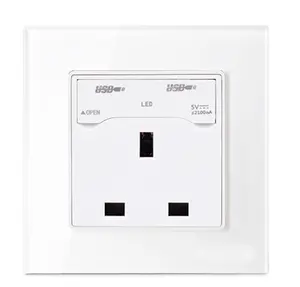 CE UK British Standard OEM Glass Panel Luxury Home Electric USB Wall Socket