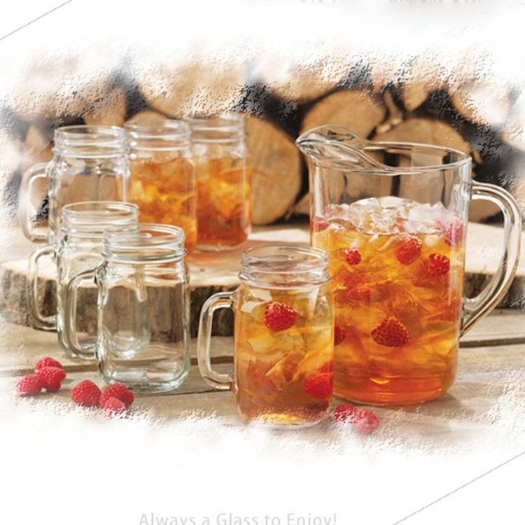 16oz/450ml glass mason jar with embossed logo