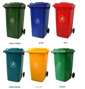 Durable Outdoor PE Plastic Dustbin, Waste Bins 100 Liter, 6 Colors