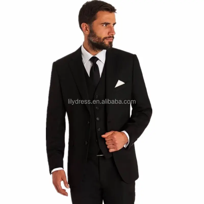 नई शैली पुरुषों सूट ऊन मिश्रित Groomsmen पुरूष नवीनतम कोट पंत डिजाइन Tuxedos शादी सबसे अच्छा आदमी सूट (जैकेट + पैंट + बनियान)