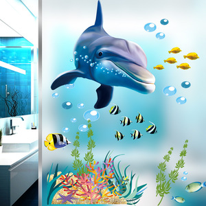 Autocollants muraux 3d dolphin du monde sous-marin, nouveau, <span class=keywords><strong>pour</strong></span> enfants, papier peint imperméable, décoration de maison, <span class=keywords><strong>pour</strong></span> <span class=keywords><strong>salle</strong></span> de bains, - Product Image 1