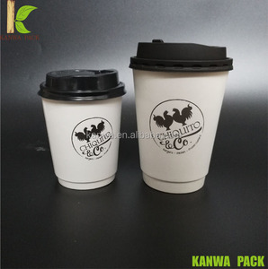 Tasse à café jetable en <span class=keywords><strong>carton</strong></span> solide à double paroi, 8oz,12oz, avec couvercle, tasses à café personnalisées - Product Image 2
