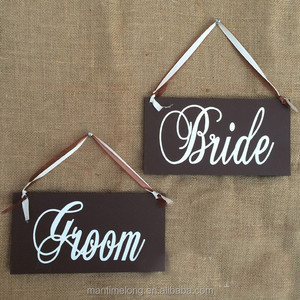 Romántica novia y novio cartas signos de boda de madera para Photobooth Prop fiesta - Product Image 1