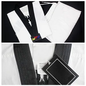 Échantillon livraison gratuite usine en gros logo personnalisé meilleure qualité polyester coton art martial taekwondo uniforme
