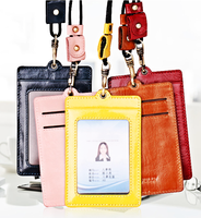 Tempat kartu ID lencana bekerja kulit PU Premium dengan tali leher Lanyard