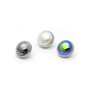 ASTM F136 Titanium Piercing Micro Dermal TopsとBezel Set Synthetic Pearl Cabochon