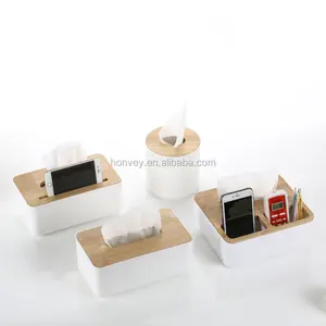 Minimalist Plastic Tissue Box Dispenser с Oak Wooden Cover, Home Decoration, Car Napkins Holder, Paper Organizer