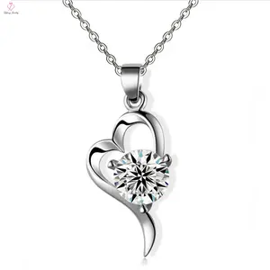 925 Sterling Silver Crystal Necklace Pendant Heart
