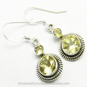 Boucles d'oreilles en argent sterling 925 faites à la main avec citrine naturelle et multi-pierres précieuses bijoux à la mode cadeau parfait - Product Image 2