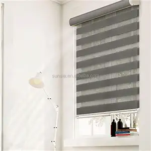 Zebra roller blinds fabric horizontal cordless window roller shades with aluminum valance