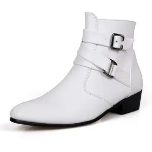 Stivali alti in pelle PU stile moda <span class=keywords><strong>con</strong></span> stivali da <span class=keywords><strong>uomo</strong></span> <span class=keywords><strong>con</strong></span> cinturino e <span class=keywords><strong>cerniera</strong></span> - Product Image 1