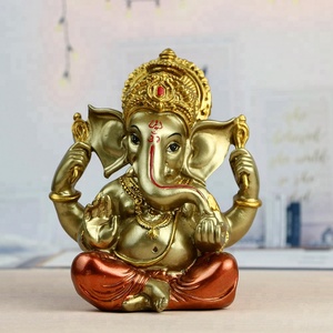 Statua di Ganesha, Dio Indiano, Dipinta a Mano in Rame Anticato, in Vendita - Product Image 1