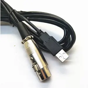 3m xlr fêmea para cabo de áudio usb, microfone para usb, adaptador de conversor de interface