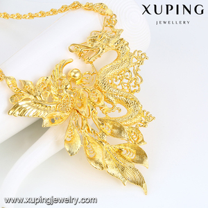 Xuping dubai 24K color oro flores dragón estilo fenomenal pulsera, anillo, aretes y collar set de joyas para mujeres - Product Image 3