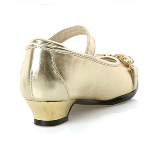 <span class=keywords><strong>Sandali</strong></span> con tacco alto per bambini di nuovo design estivo scarpe eleganti da festa per ragazza in pelle dorata - Product Image 5