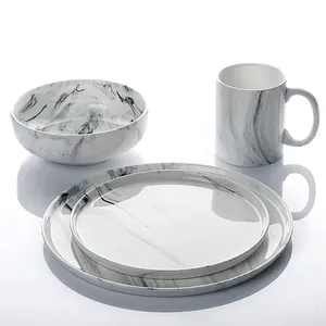 高級品質の白い磁器の特別なデザインの食器、食器トレンド2019カスタム、大理石の食器セット $