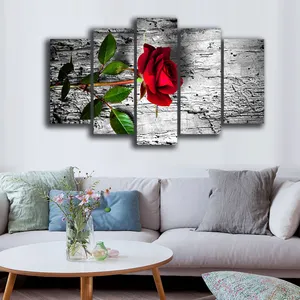5 패널 로즈 디자인 캔버스 아트 벽 그림 홈 장식 드롭 배송
