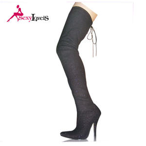 Bottes hautes à talons hauts pour femmes de grande taille, talons aiguilles, bottes sexy pour femmes, bottes de club de nuit, bottes de pole dance, bottes de strip-teaseuse pour femmes - Product Image 4
