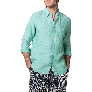 Top show indumento OEM puro <span class=keywords><strong>lino</strong></span> bottoni <span class=keywords><strong>camicie</strong></span> per gli uomini Casual <span class=keywords><strong>Slim</strong></span> <span class=keywords><strong>Fit</strong></span> - Product Image 1