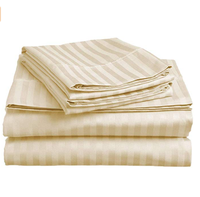 Ensemble de draps de lit en microfibre brossée résistante à la décoloration hypoallergénique 4 pièces rayé Queen