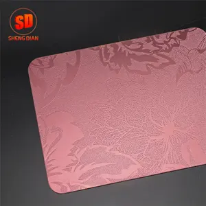 Ventes chaudes Décoratif Rose Rouge Couleur 304 4X8 1219 Mm En Acier Inoxydable Feuille Gaufrée