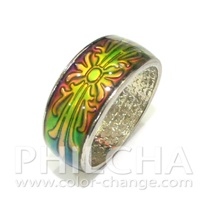 แหวนสายคาดกว้างทำจากสังกะสีผสมแฟชั่นสไตล์คลาสสิกเปลี่ยนสีได้พร้อมลวดลายราชวงศ์สำหรับทุกเพศ - Product Image 2