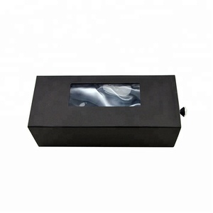 Custom Luxe Kartonnen Zwarte Sliding Lade Geschenkdoos Met Venster Haar/Extension Verpakking Dozen Met Zijde - Product Image 4