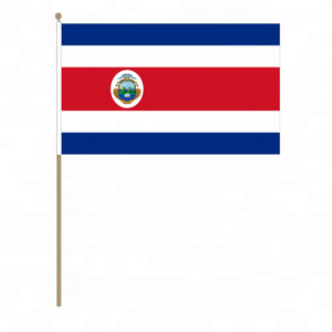 Gran Oferta personalizada 20*30 cm poliéster <span class=keywords><strong>Costa</strong></span> Rica banderas de mano estilo banderín con asta de fibra de vidrio seda y Material plástico - Product Image 3