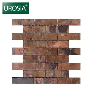 Luxury Smooth Golden Copper Linear Mosaic Wall Tile Luxury Factory Provide Copper Bronze Strip Metal Mosaic Tile