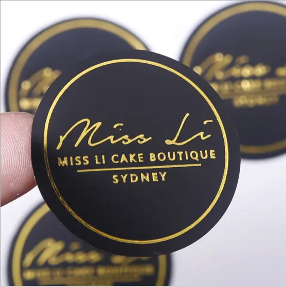custom 5cm round black matte art coated paper sticker for cosmetic