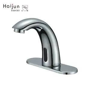 Sensor Bathroom Faucet Touchless Sensor Faucet Automatic Smart Single Hole Faucet Hands Free Tap Bathroom Sink Faucet With Hole Cover Deck Plate