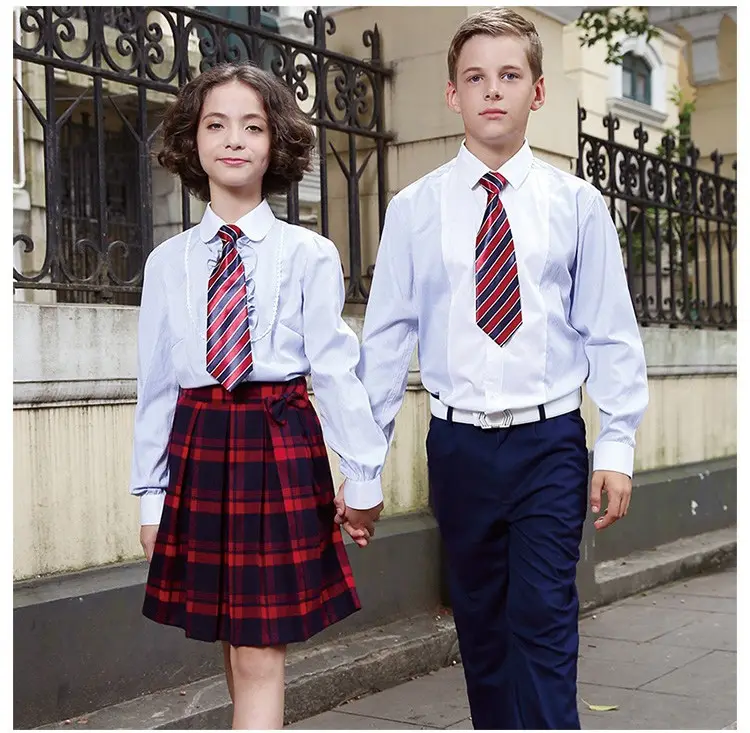 Uniformi personalizzate di alta qualità OEM colori ragazzi e ragazze camicia bianca uniformi camicia scuola secondaria primaria