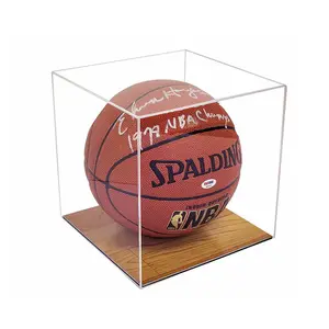 Deluxe Mini Basketball Holder Display Case 8 Inch Cube Clear Acrylic W/Mirror