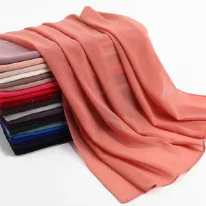 20 ألوان الأسهم عادي بريق الأزياء الشيفون الحجاب