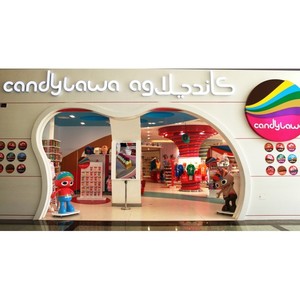 Parco giochi per bambini spuntino <span class=keywords><strong>negozio</strong></span> di interior design con banco di mostra i vestiti della caramella mobili