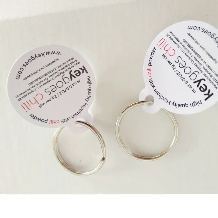 Rotondo personalizzato biglietto da visita tag di plastica badge con anello in metallo