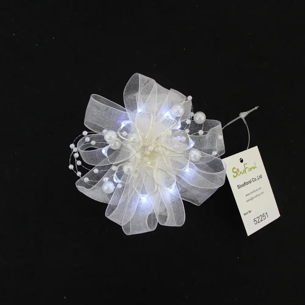 Shinning LED Cahaya Putih Sutra Bunga Nikmat Gelang Unik Pernikahan Ulang Tahun Bomboniere Kerajinan Hadiah Bungkus #52251