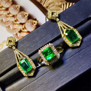 Gemstone <strong>Sets</strong> 18k Gold South Africa Real Diamond Natural <strong>Emerald</strong> Luxury Earrings/ring <strong>Jewelry</strong> <strong>Sets</strong> for Women - Product Image 2