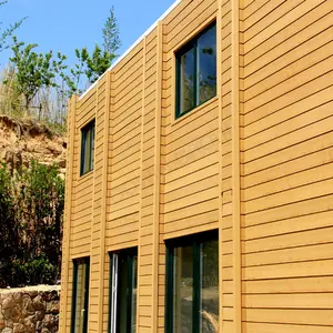 Villa house easy install wpc outdoor wall panel engineered composite wpc wall cladding panels wooden house