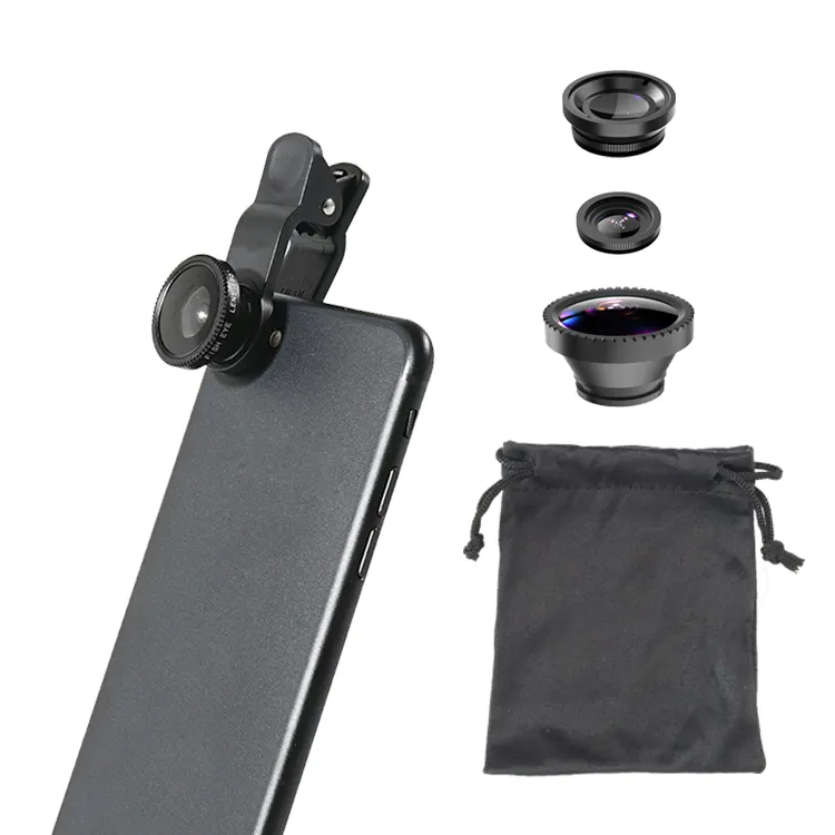 Portable Kamera Ponsel Lensa 3 In 1 Makro Sudut Lebar Lensa untuk iPhone