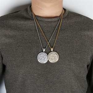 Collier pendentif de <span class=keywords><strong>rappeur</strong></span> avec disque rotatif en zircone <span class=keywords><strong>69</strong></span>, bijoux HipHop DY - Product Image 6